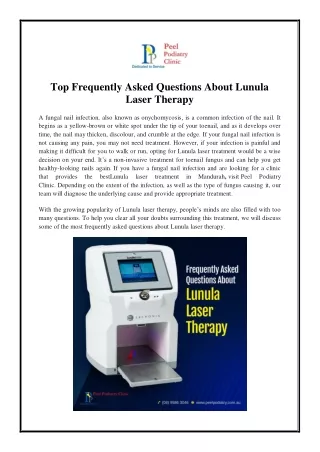 Top Frequently Asked Questions About Lunula Laser Therapy