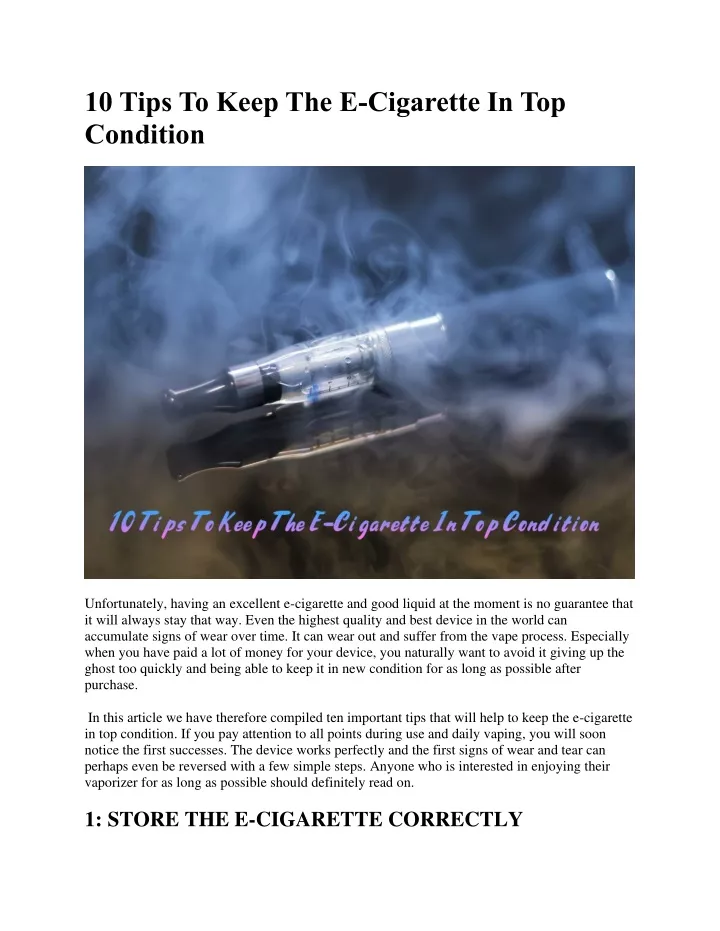 10 tips to keep the e cigarette in top condition