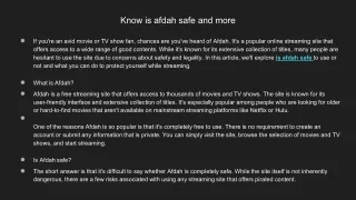 Know is afdah safe and more