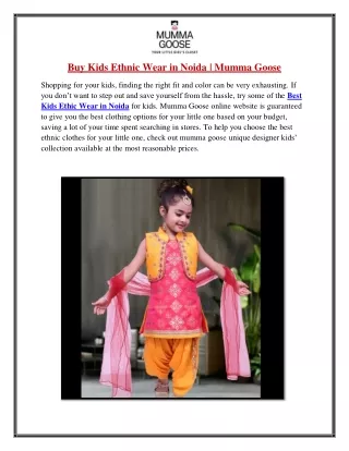 Buy Kids Ethnic Wear in Noida | Mumma Goose