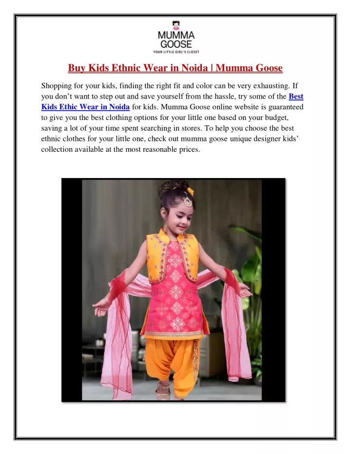 buy kids ethnic wear in noida mumma goose