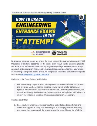 The Ultimate Guide on How to Crack Engineering Entrance Exams