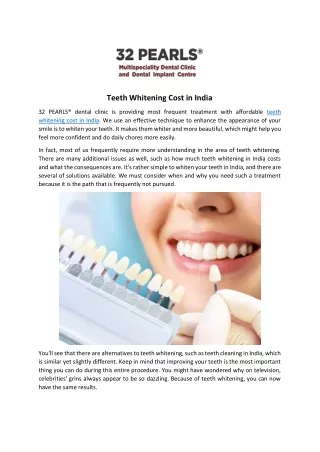Teeth Whitening Cost in India