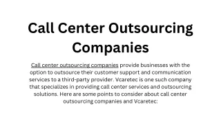call center outsourcing companies