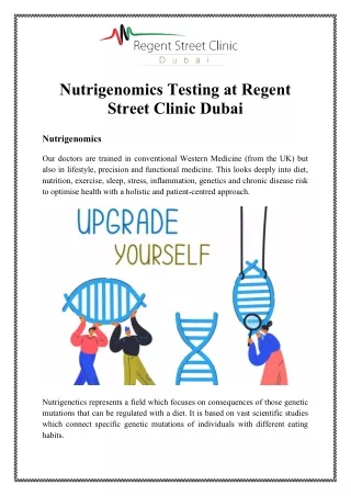 Nutrigenomics Testing at Regent Street Clinic Dubai