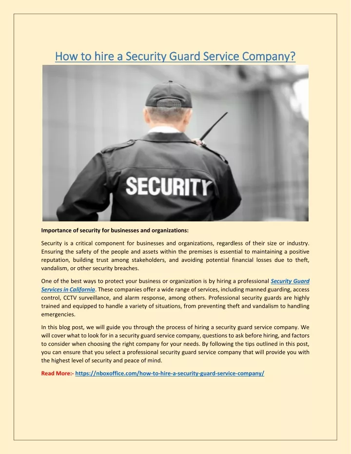 how to hire a security guard service company