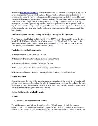 a credible calcimimetics market analysis report