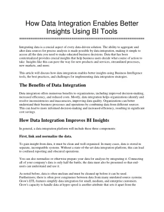 how data integration enables better insights