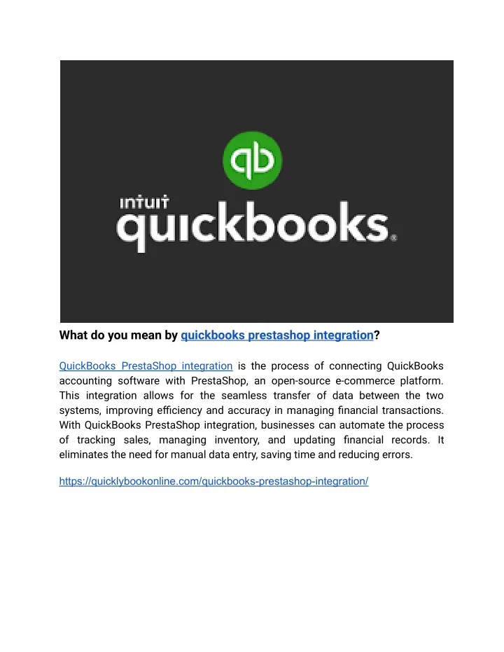 what do you mean by quickbooks prestashop