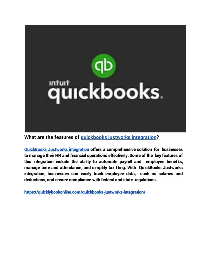 what are the features of quickbooks justworks