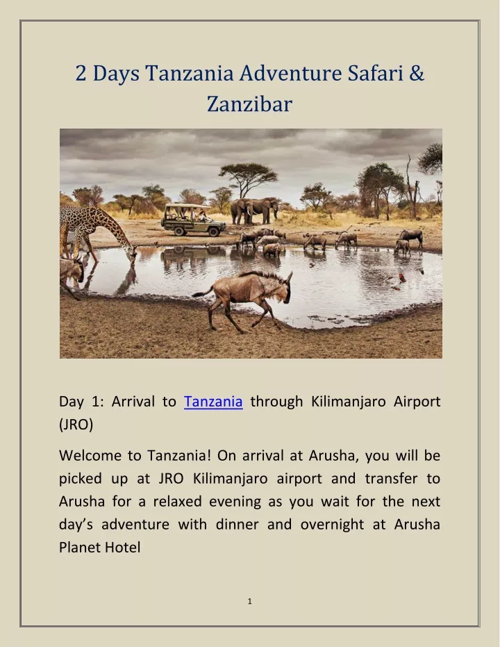 2 days tanzania adventure safari zanzibar