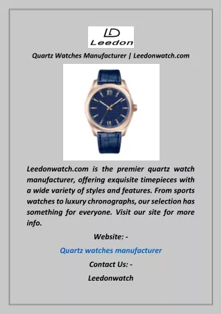 Quartz Watches Manufacturer  Leedonwatch