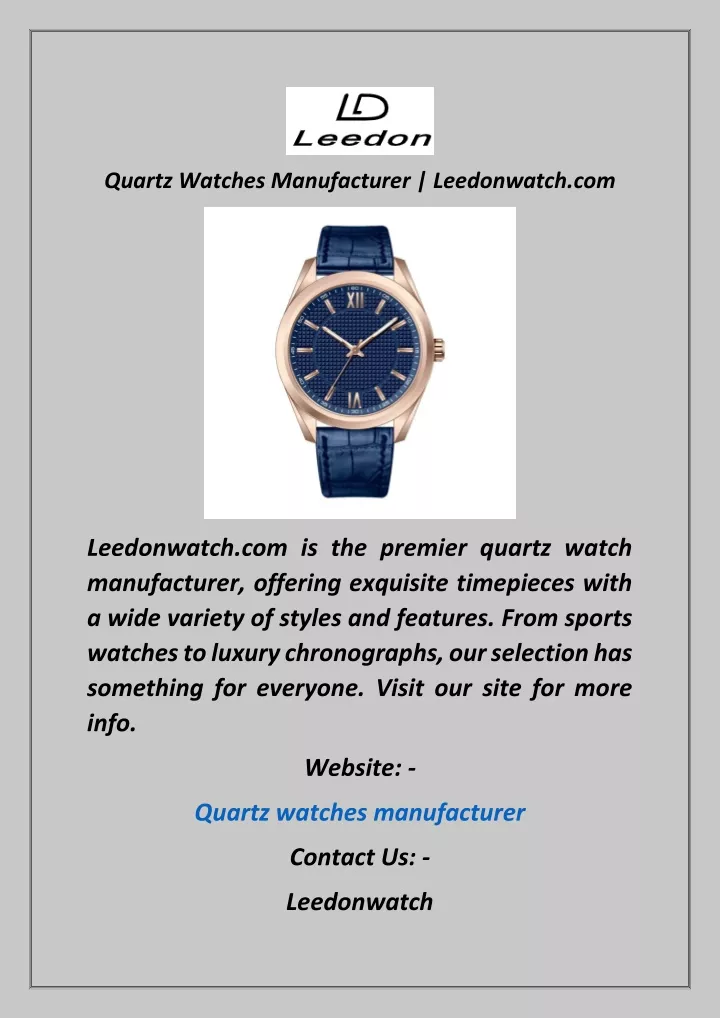 quartz watches manufacturer leedonwatch com