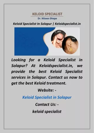 Keloid Specialist In Solapur  Keloidspecialist.in