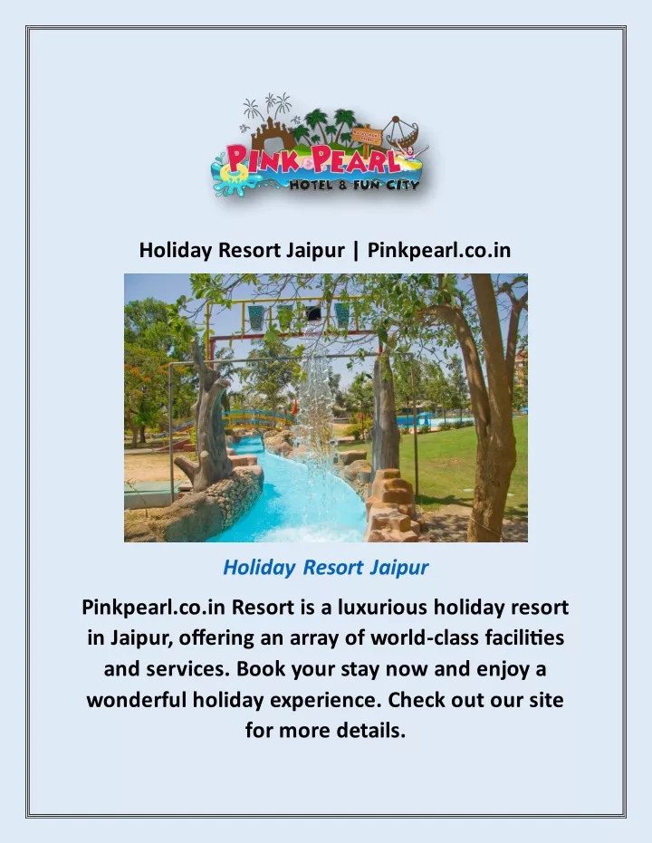 holiday resort jaipur pinkpearl co in