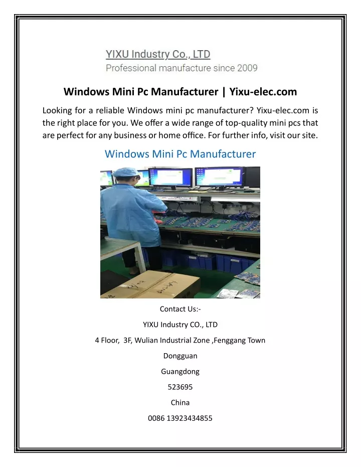 windows mini pc manufacturer yixu elec com