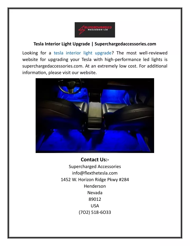 tesla interior light upgrade