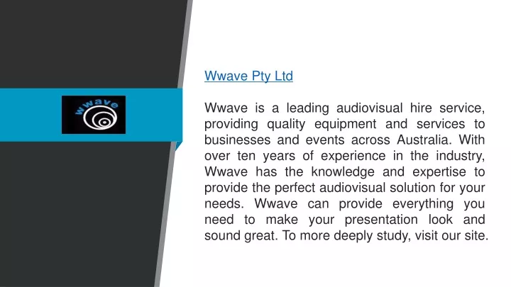 wwave pty ltd wwave is a leading audiovisual hire