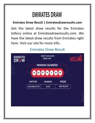 Emirates Draw Result  Emiratesdrawresults.com