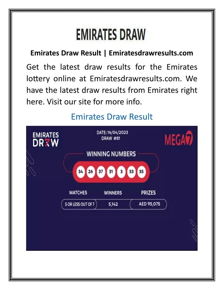 emirates draw result emiratesdrawresults com