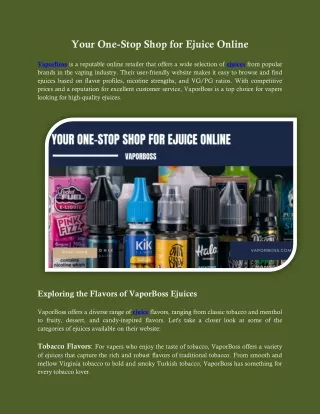 your one stop shop for ejuice online