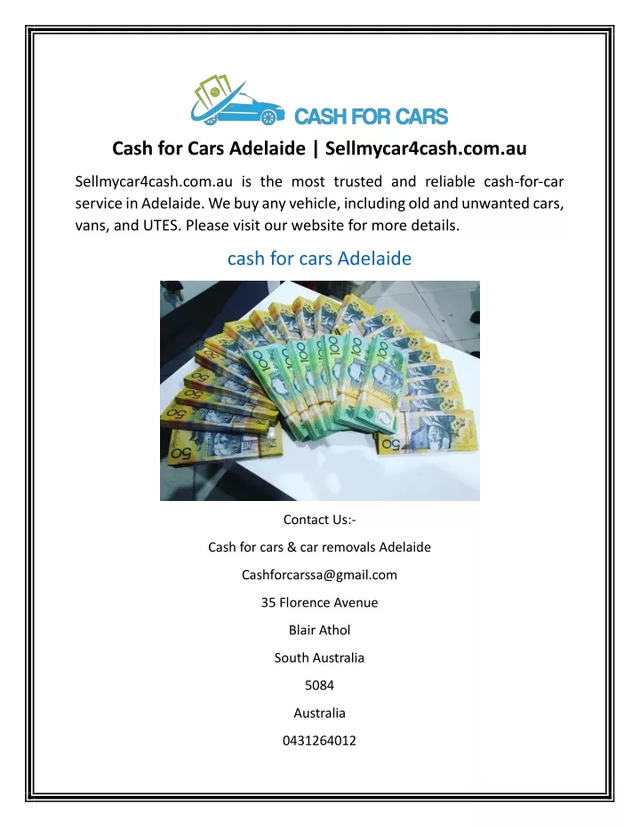 cash for cars adelaide sellmycar4cash com au