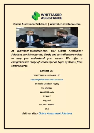 claims assessment solutions whittaker assistance