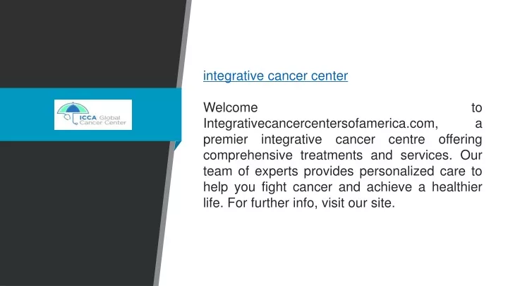 integrative cancer center welcome
