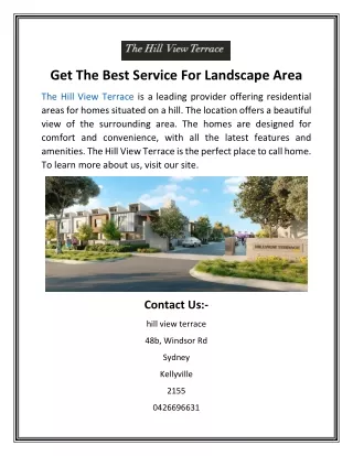 Get The Best Service For Landscape Area