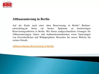 Altbausanierung in Berlin