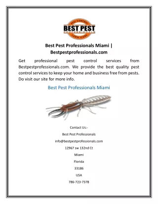 Best Pest Professionals Miami Bestpestprofessionals.com