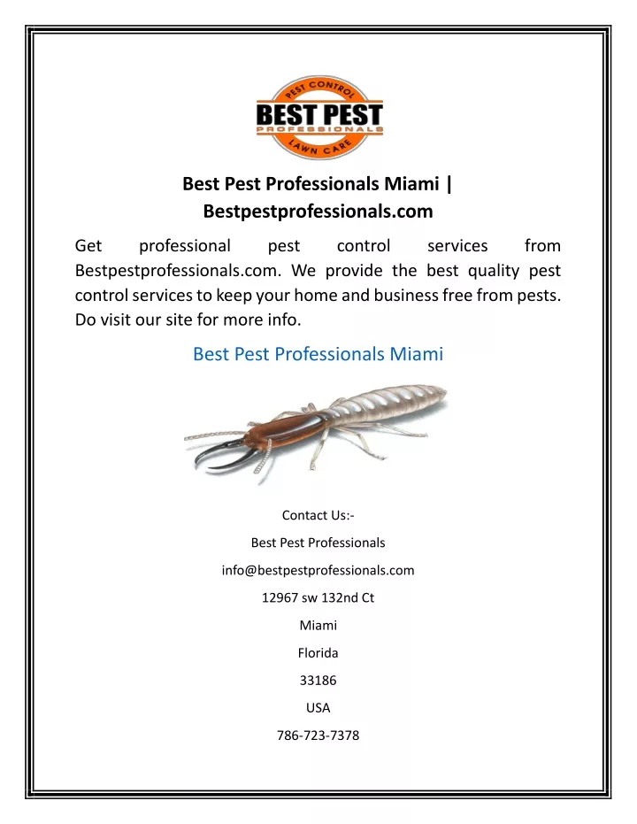 best pest professionals miami