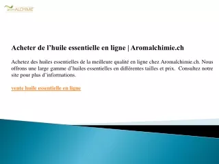 Acheter de l’huile essentielle en ligne  Aromalchimie.ch