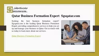 Qatar Business Formation Expert  Sgsqatar.com