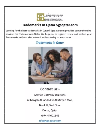 Trademarks In Qatar Sgsqatar.com
