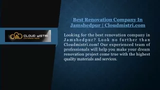 Best Renovation Company In Jamshedpur | Cloudmistri.com
