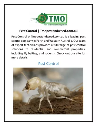 Pest Control Tmopestandweed.com.au