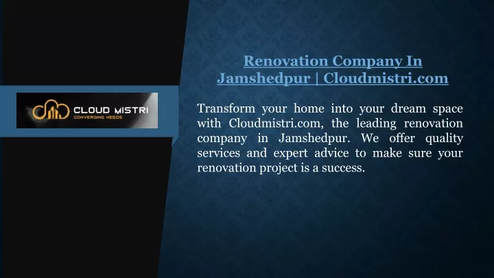 renovation company in jamshedpur cloudmistri com