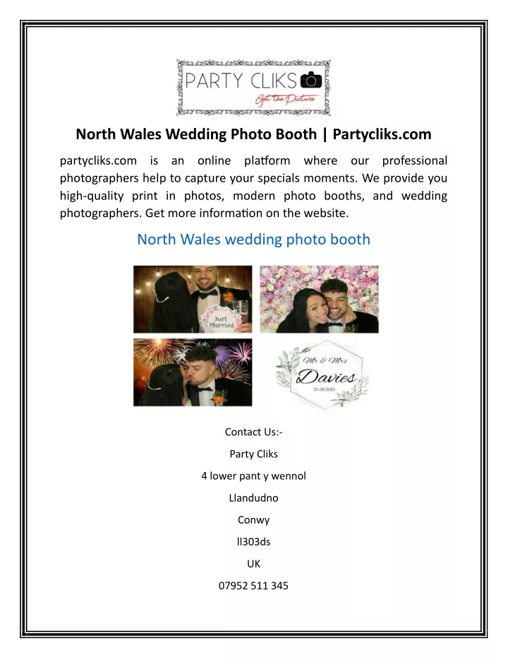 north wales wedding photo booth partycliks com