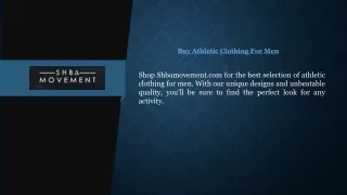 Buy Athletic Clothing For Men  Shbamovement