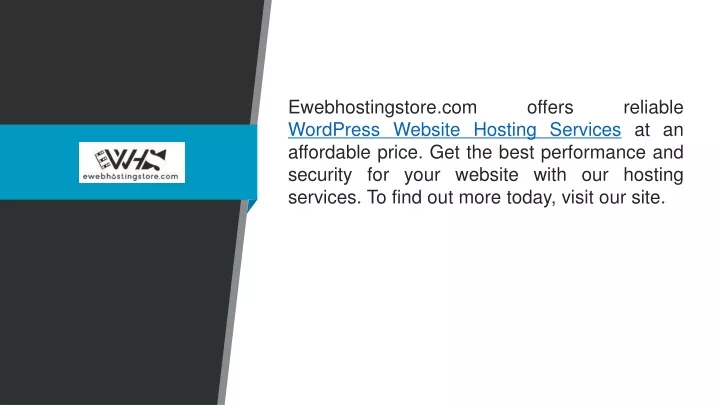 ewebhostingstore com offers reliable wordpress