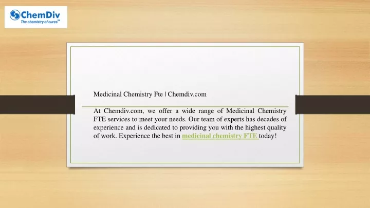 medicinal chemistry fte chemdiv com at chemdiv