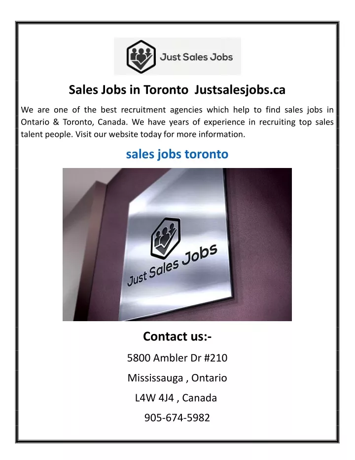 sales jobs in toronto justsalesjobs ca