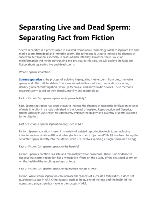 separating live and dead sperm separating fact
