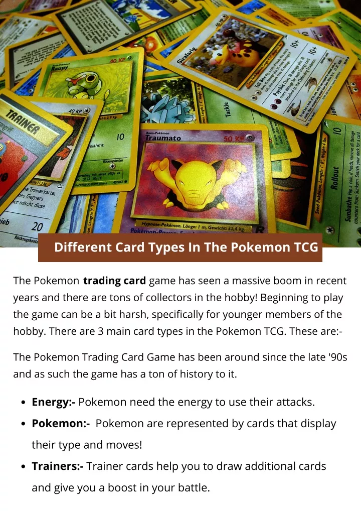 different card types in the pokemon tcg