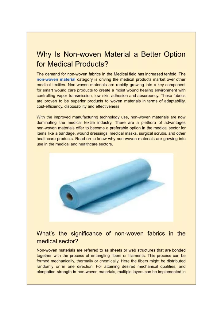 why is non woven material a better option