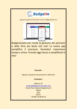 App per la gestione di permessi e ferie  Badgemeweb.com