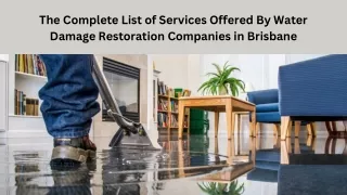 Complete List of Services Offered By Water Damage RestorationCompanies brisbane