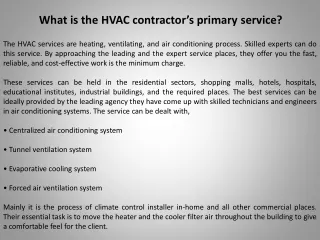 What is the HVAC contractor's primary service?