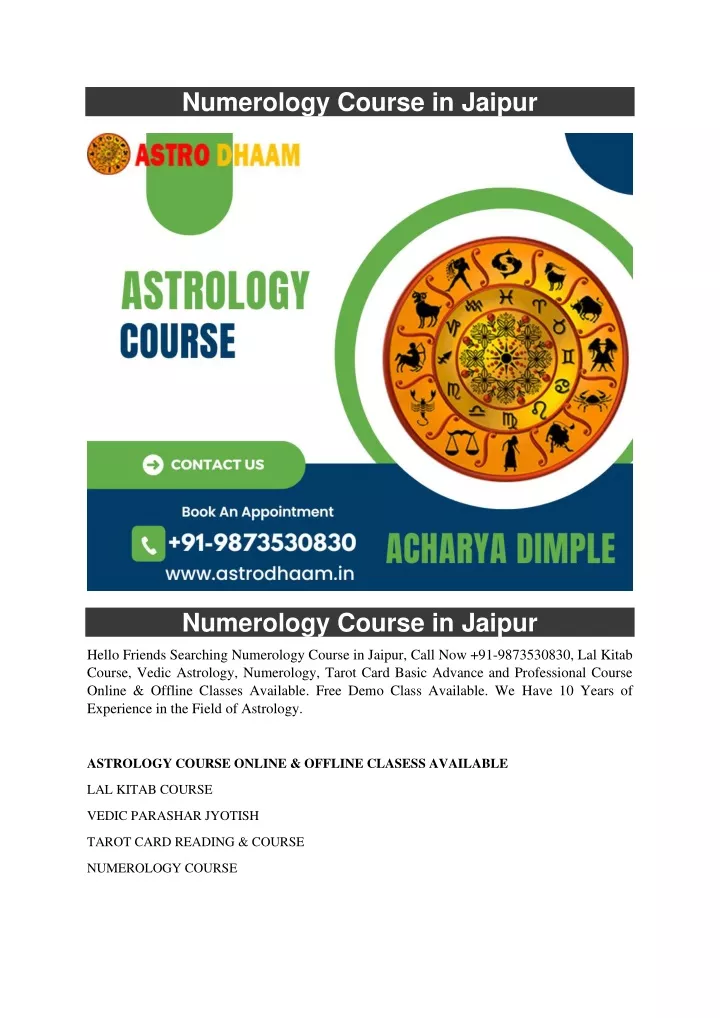 numerology course in jaipur